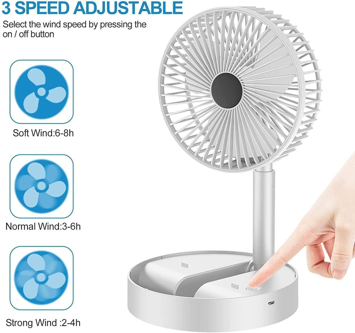 Livingdot Rechargeable Portable Desk Fan - Folding & Adjustable