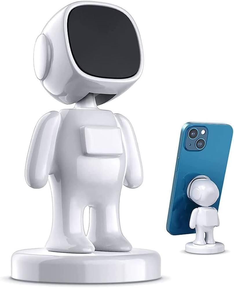 Livingdot magnetic car phone holder in a unique robot design holding a blue smartphone