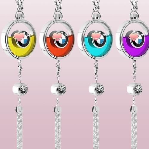 Livingdot colorful auto air freshener pendant set with silver chains in yellow red blue and purple