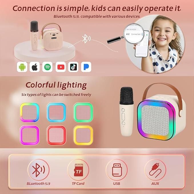 Livingdot Bluetooth microphone speaker with colorful lighting and easy Bluetooth 53 connection for kids