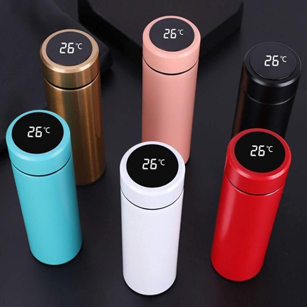 Livingdot colorful temperature control flask set displaying digital temperature on lids in multiple colors