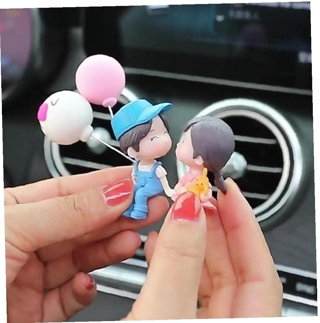 Livingdot cute couple car decorations showing a boy and girl figurine holding hands with balloons inside a car