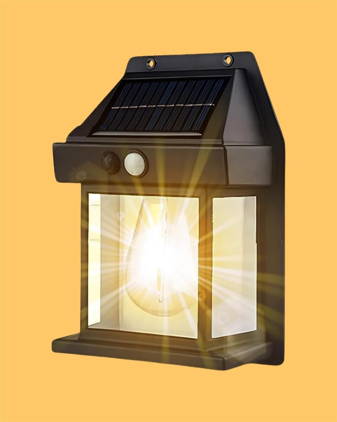 Black solar powered energy-efficient garden lighting with bright LED and motion sensor