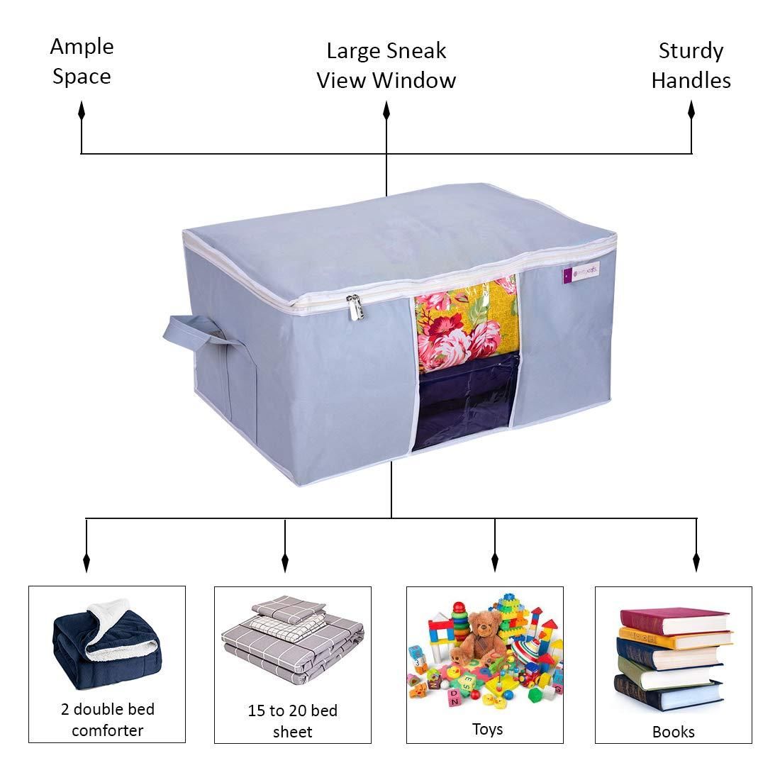 Livingdot underbed storage bag with large sneak view window sturdy handles and ample space for bedding toys and books