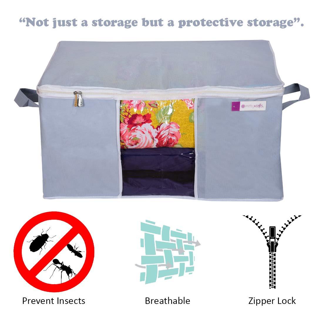 Livingdot gray underbed storage bag with zipper lock and breathable insect-proof design