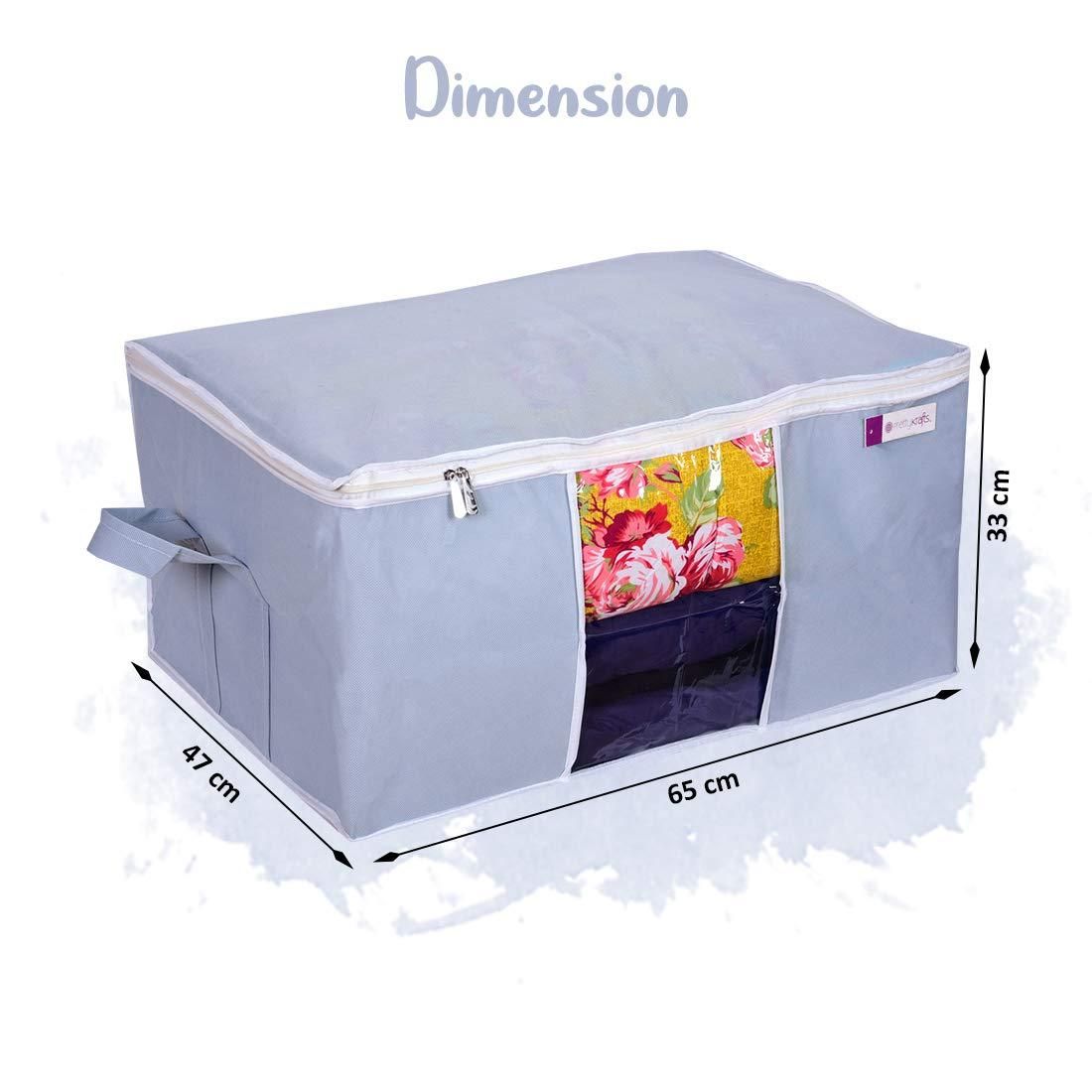Livingdot underbed storage bag in gray with zipper and transparent window holding blankets