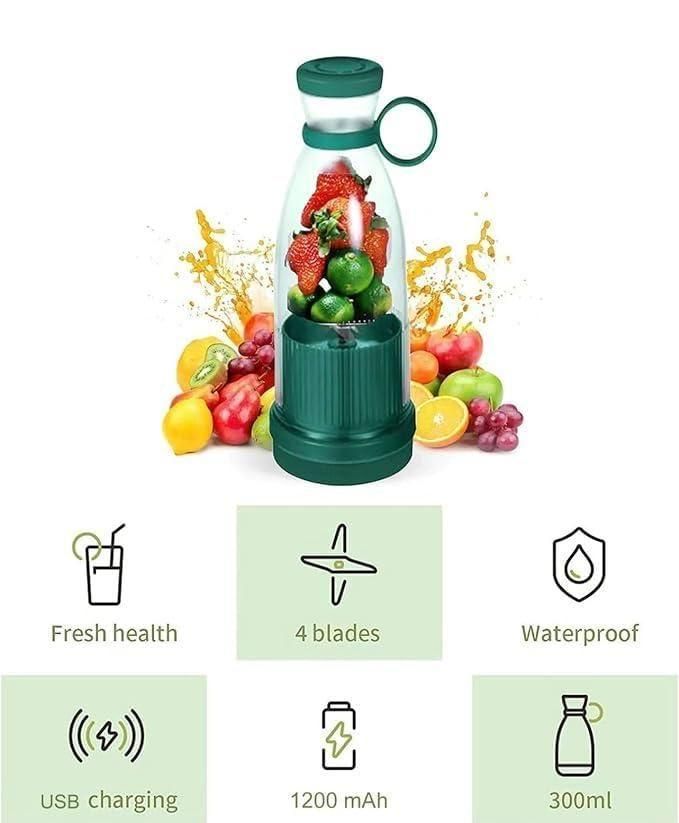 Livingdot portable mini juice blender with 4 blades USB charging waterproof 300ml capacity