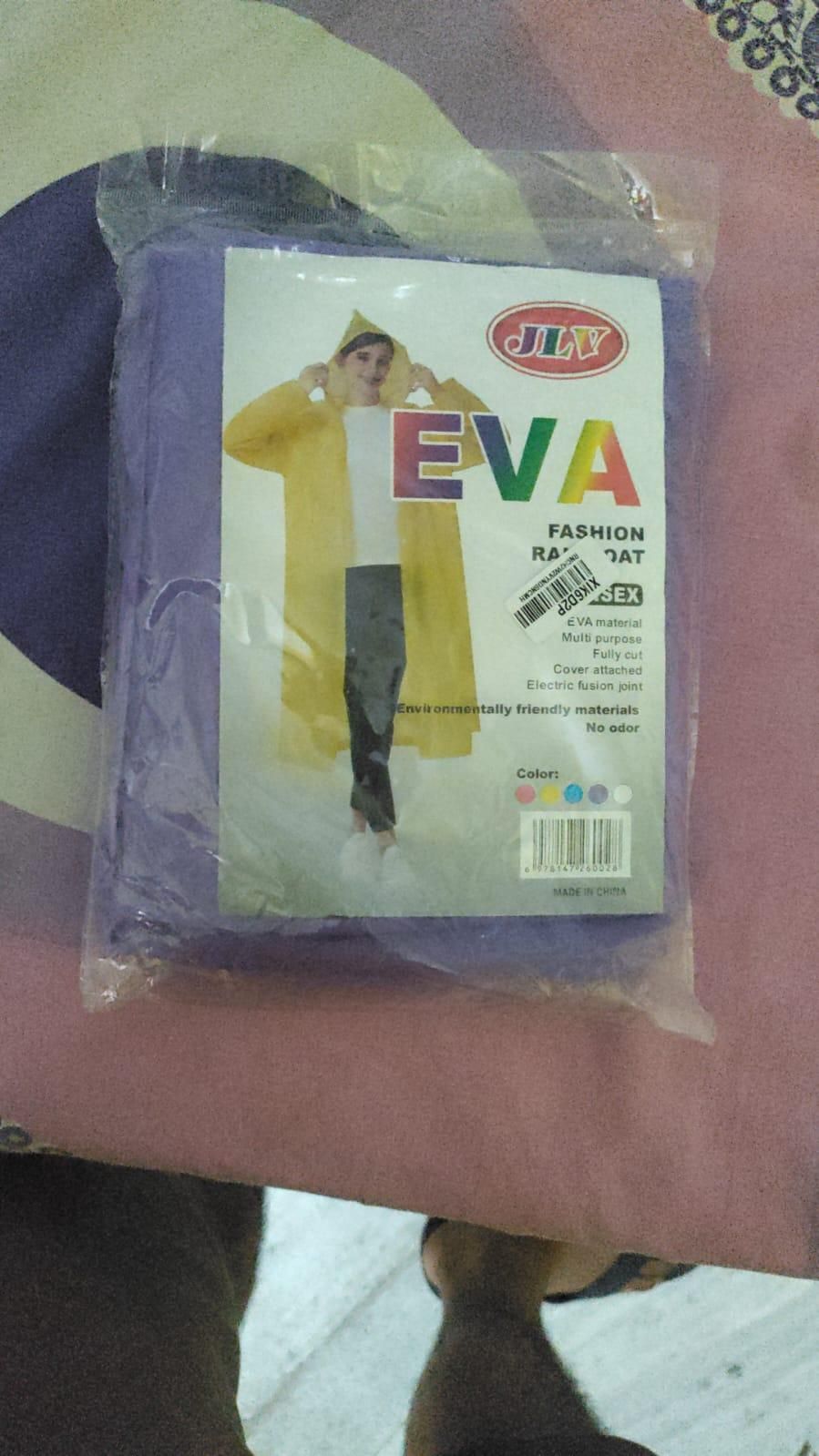 Livingdot waterproof transparent raincoat packaged with image of person wearing yellow raincoat