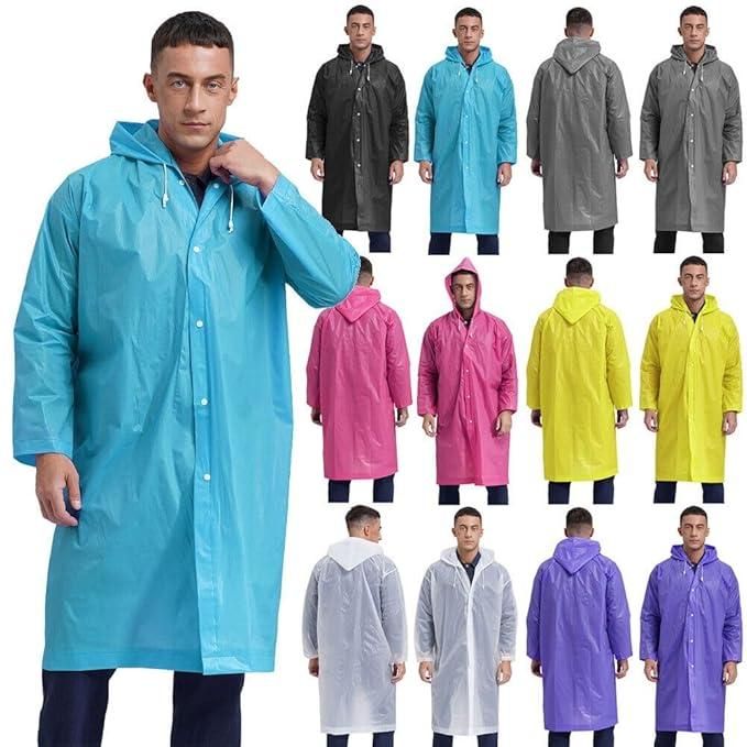 Livingdot waterproof transparent raincoat in multiple colors including blue black gray pink yellow and purple
