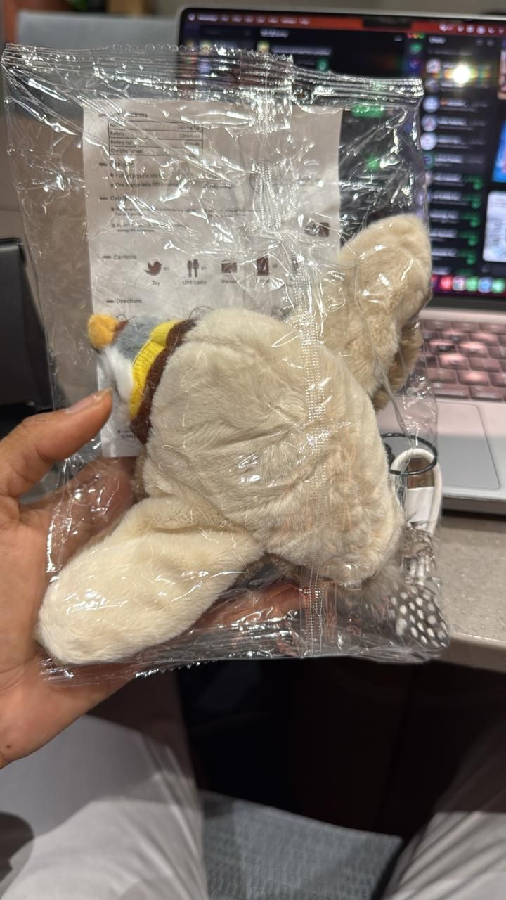 Realistic motion cat toy plush in packaging shaped like a small animal for pet play