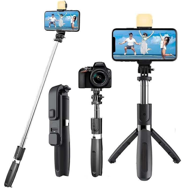 Livingdot portable selfie stick for travel with tripod stand and phone holder for smartphone and camera