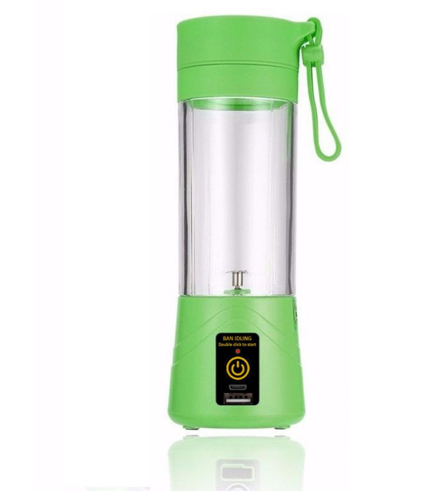 Green multifunction blender with power bank and portable design with handle strap