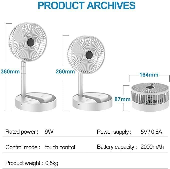 Livingdot portable mini USB fan with adjustable height and touch control features