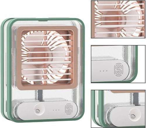Livingdot portable rechargeable misting fan in green and rose gold with compact design and USB charging port