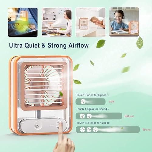 Livingdot portable rechargeable misting fan with ultra quiet strong airflow and three speed settings