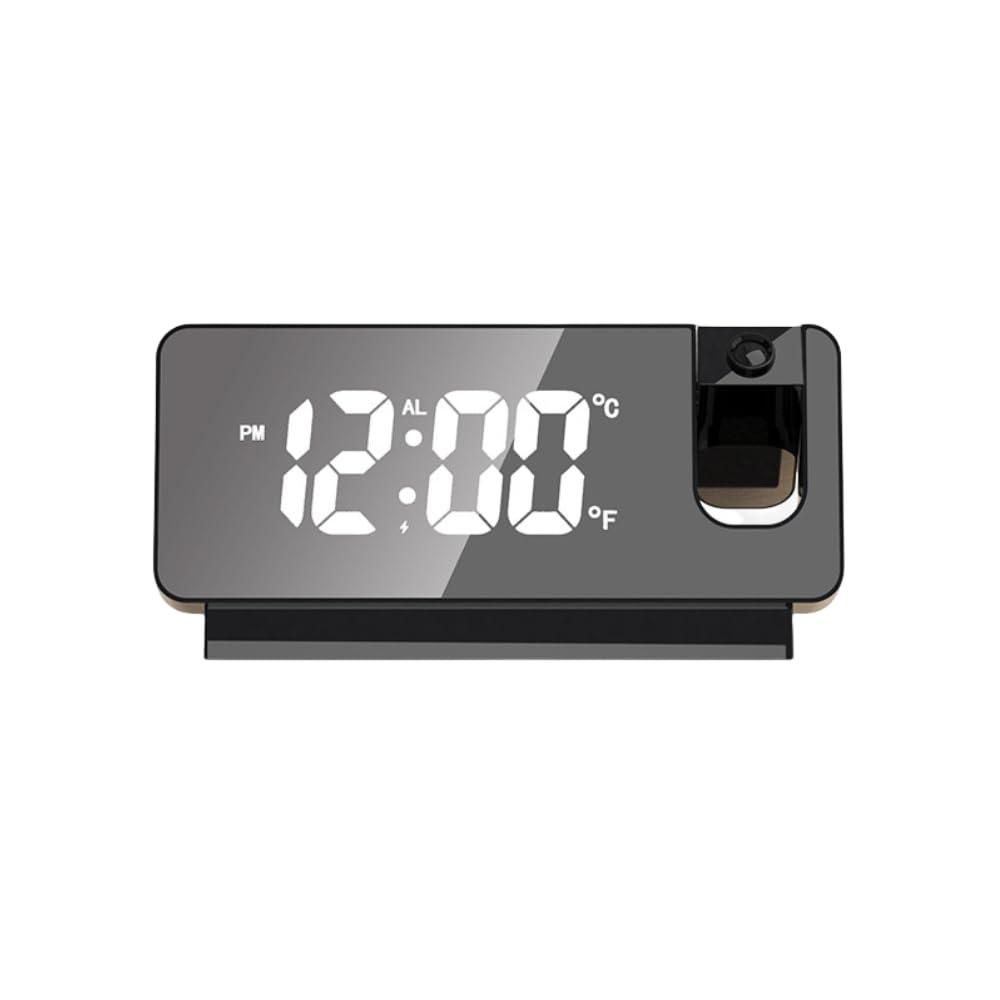 Livingdot black digital projector alarm clock for bedroom with temperature display and projection lens