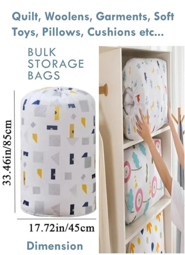 Livingdot round quilt storage bag with colorful geometric patterns for quilts and soft toys