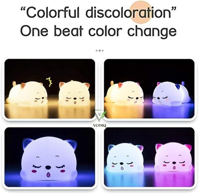 Soft glow cat light for kids with colorful discoloration and beat color change feature