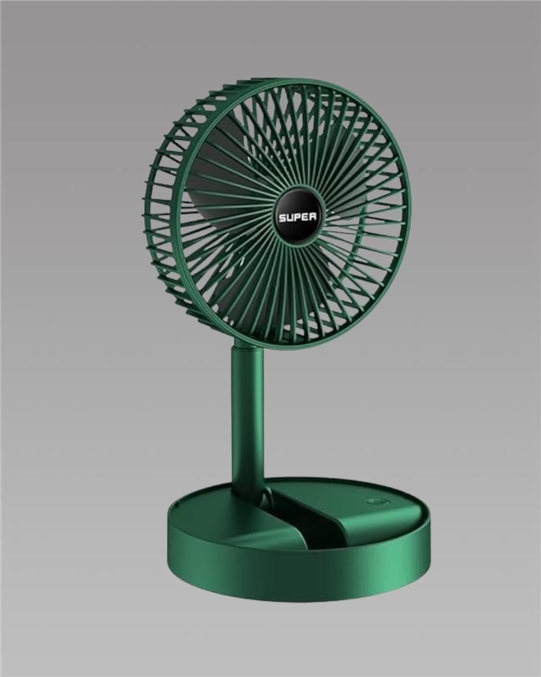 Livingdot green adjustable standing fan with circular blade guard and compact base