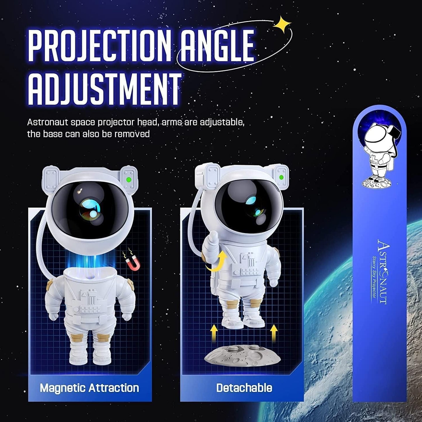 Livingdot astronaut galaxy projector with adjustable projection angle and detachable base