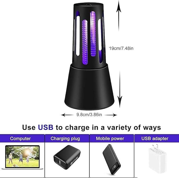 Livingdot electric mosquito killer lamp with USB rechargeable design and compact black cylindrical shape