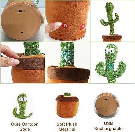Livingdot LED cactus toy soft plush with cute cartoon style and USB rechargeable base