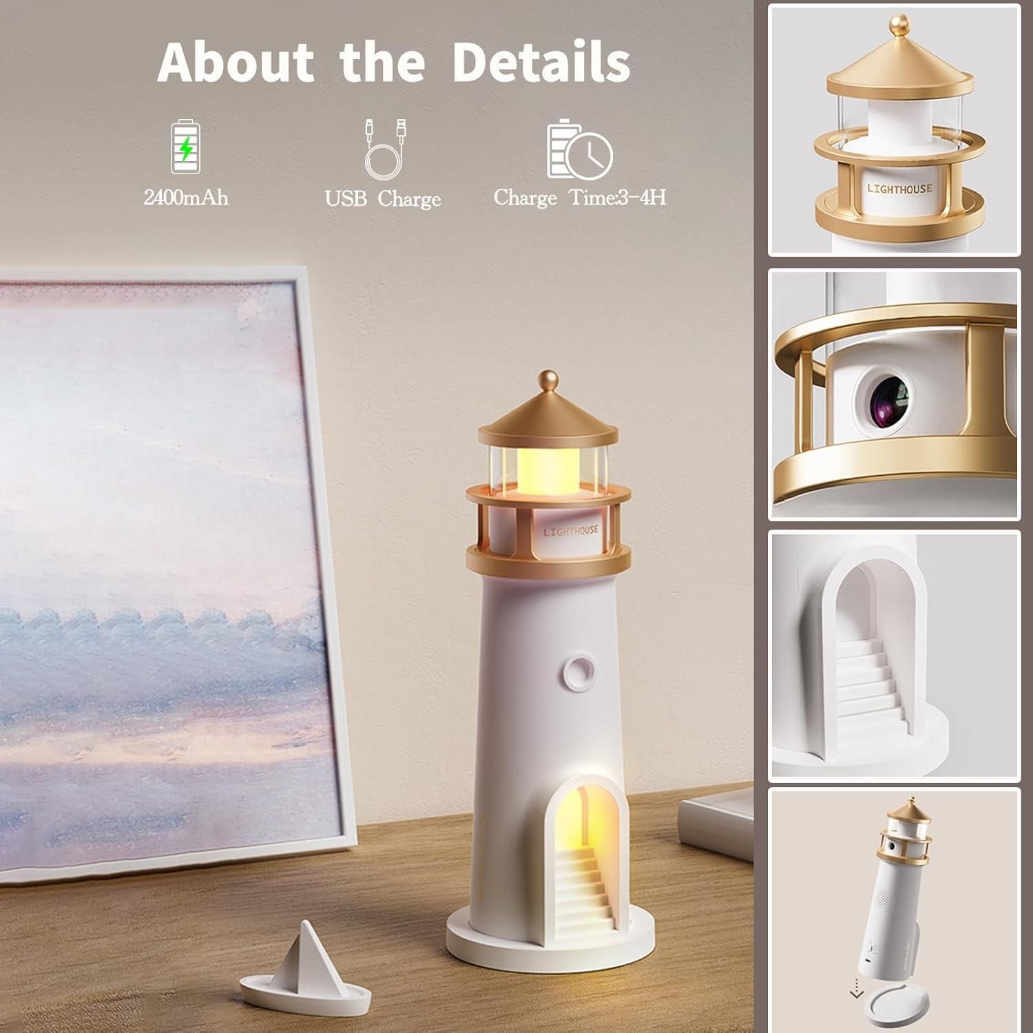 Livingdot lighthouse-shaped unique night light gift with USB charge and 2400mAh battery
