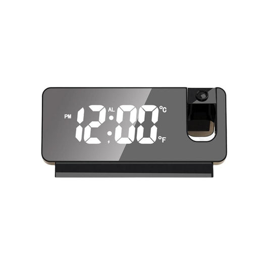 Livingdot black digital projector alarm clock for bedroom with temperature display and projection lens