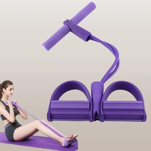 Livingdot purple yoga pedal puller with foam handles and footrests for stretching exercises