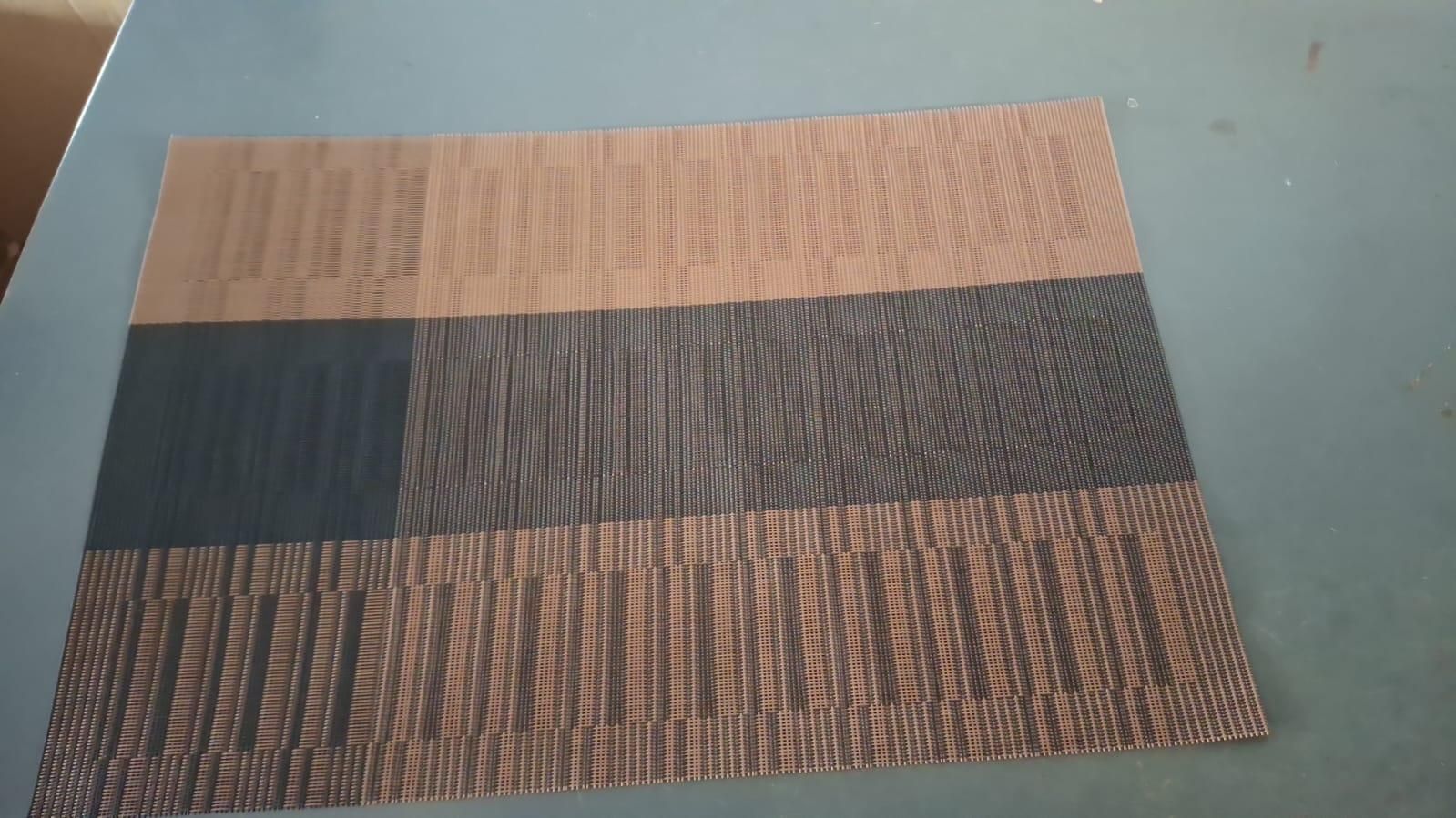 Livingdot stylish brown and black placemats with striped pattern on a gray surface
