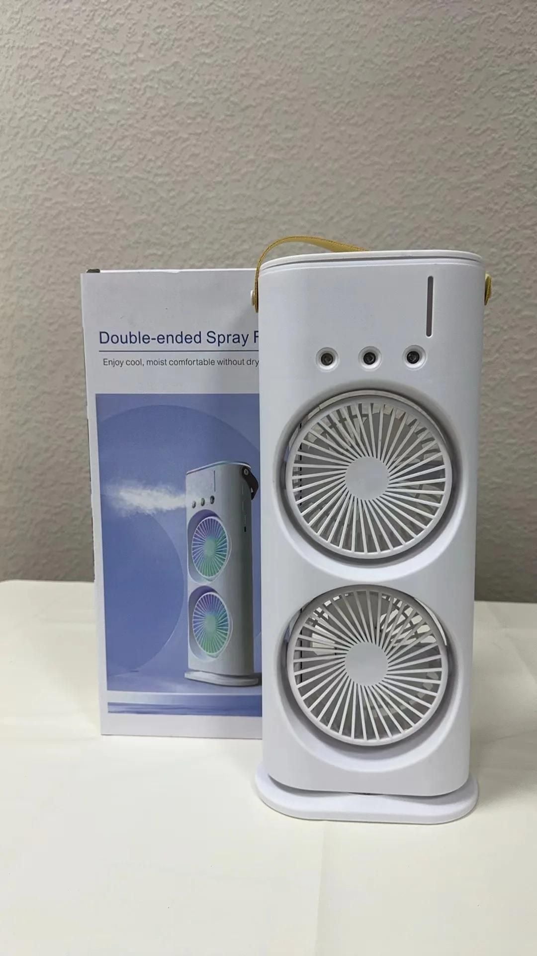 Livingdot handheld misting fan for summer with double-ended spray and dual fans in white